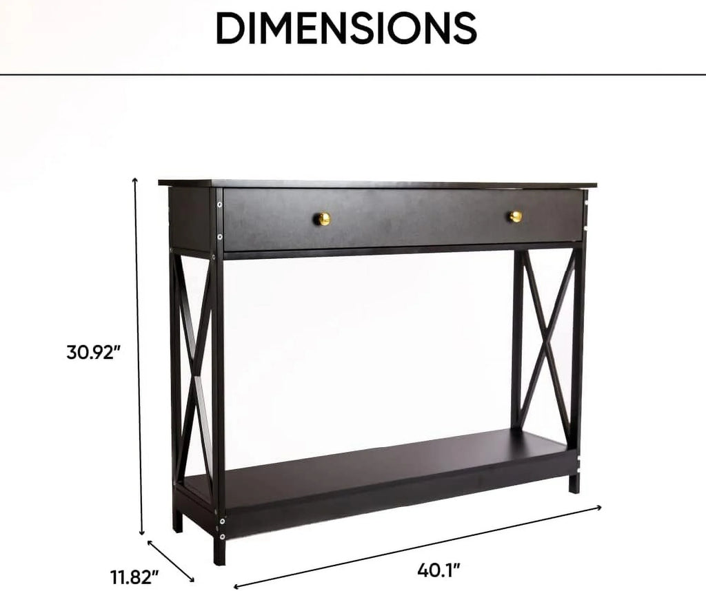 Narrow Wood Sofa Table with Drawer and Shelf Z533