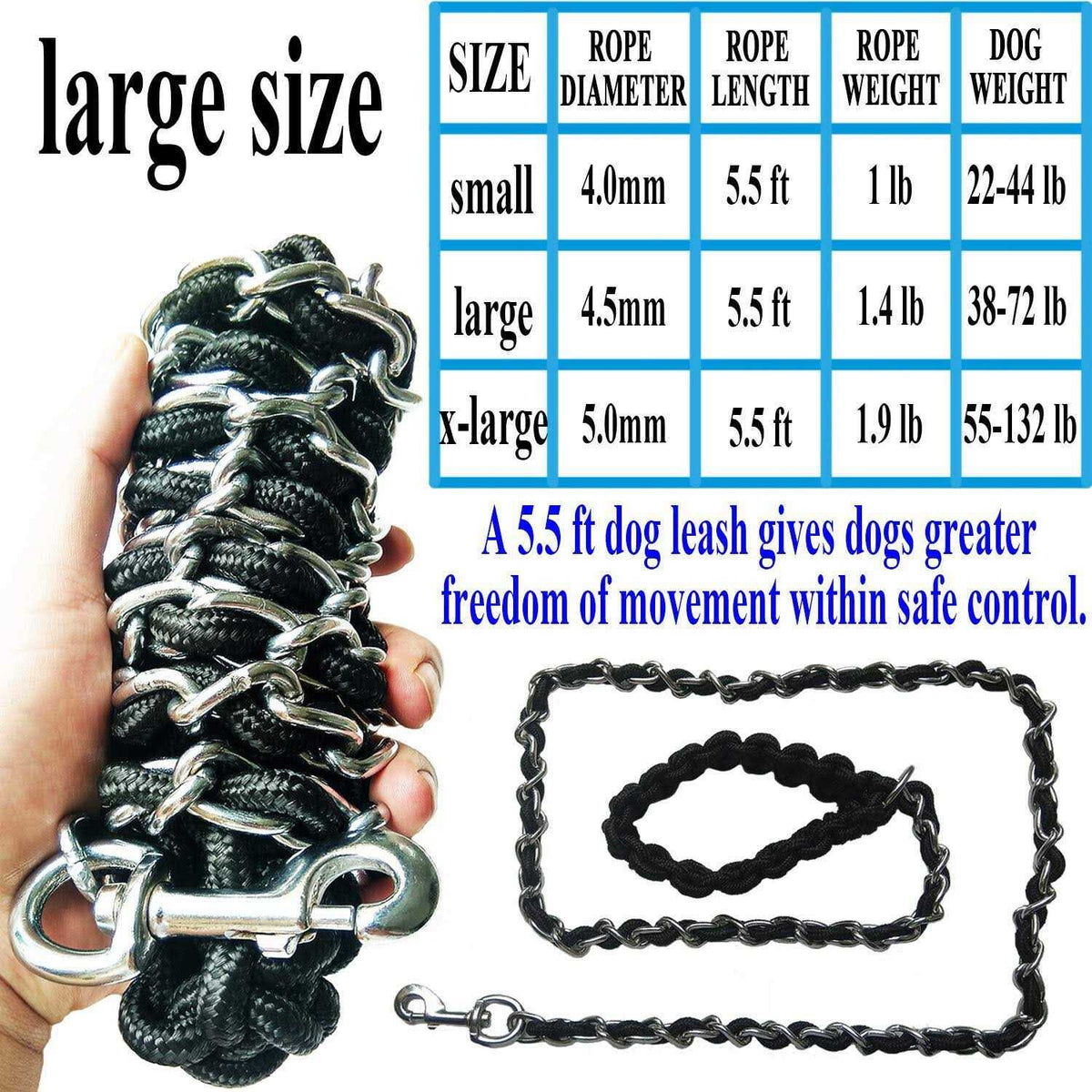 Heavy Duty Metal Dog Leash with Collar Q529696
