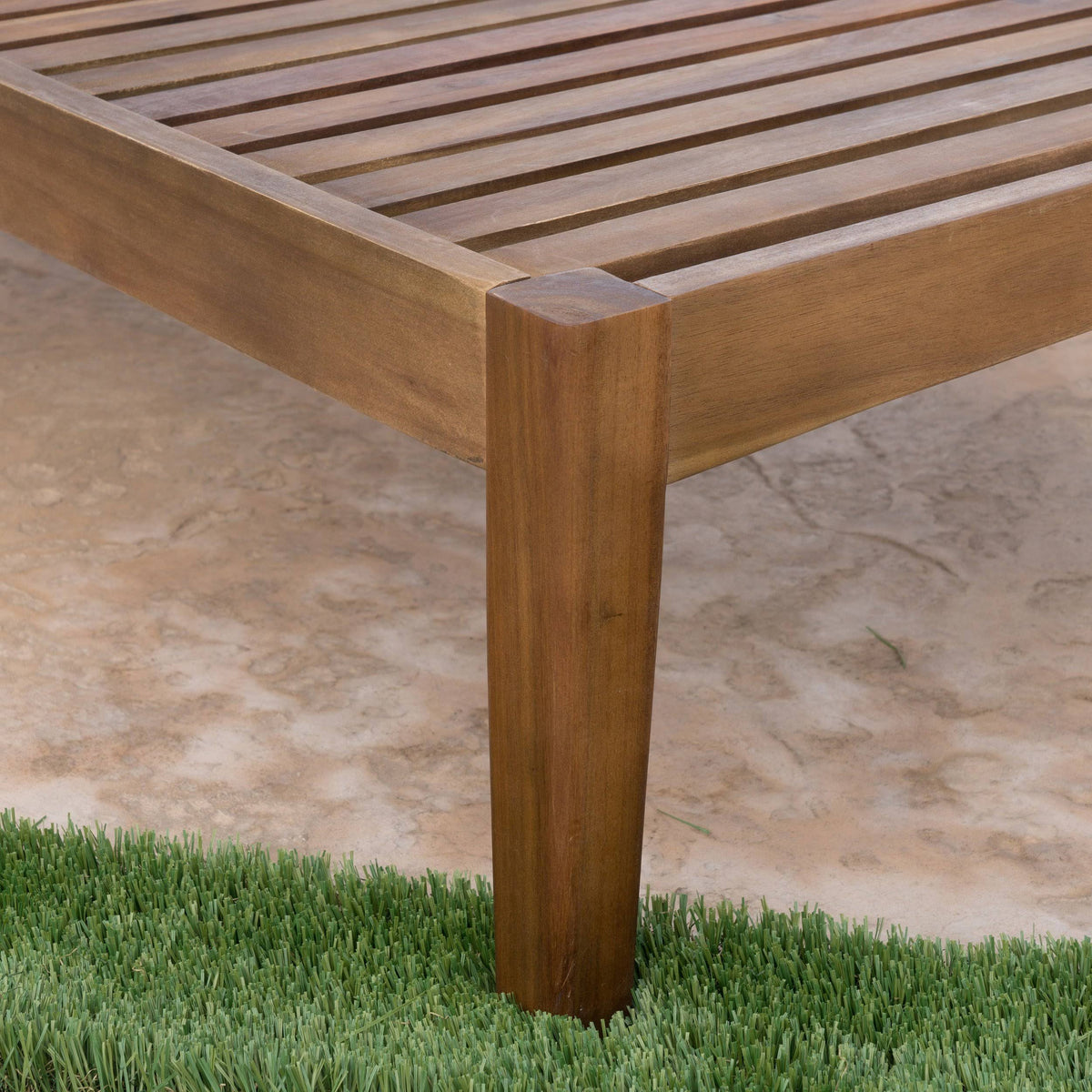 Teak Finished Acacia Wood Chaise Lounge S75689