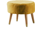 Yellow Heavy Faux Fur Oval Ottoman N907637