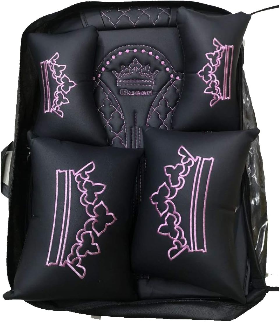 Luxury Black-Pink Car Seat Covers 5 Seats Full Set S343495