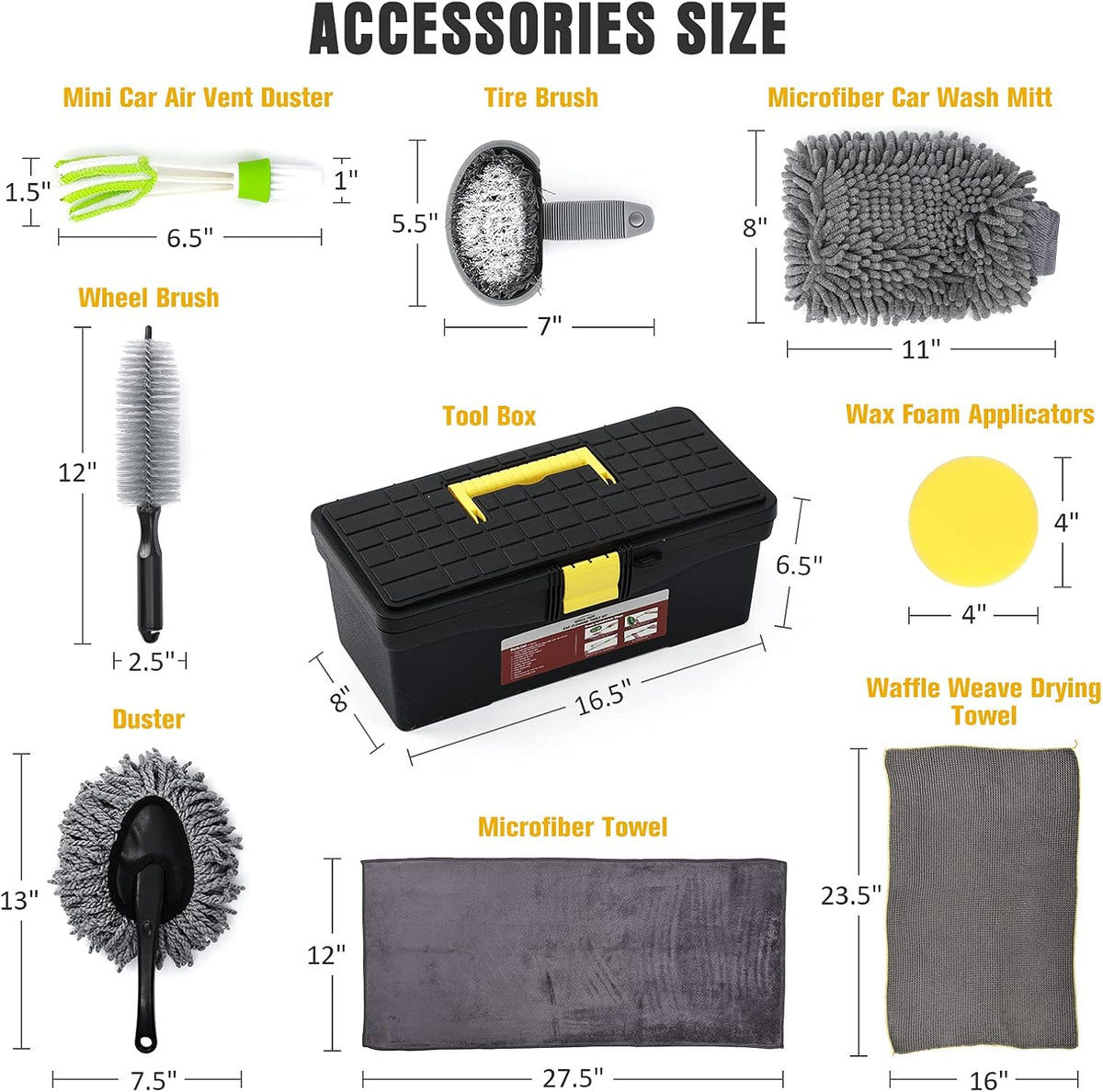 12 Pcs Car Wash Kit with Microfiber Towels and Storage Box P497