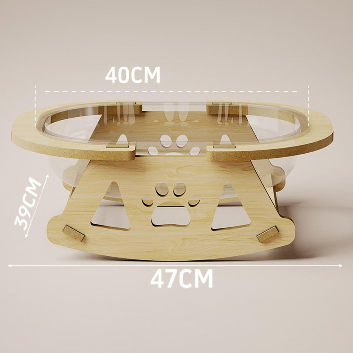 Beige Solid Wood Cat Bed L387