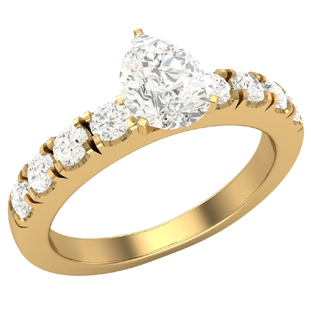 Pear Cut Solitaire Diamond Ring 14K Gold 1.20 Carat H437172