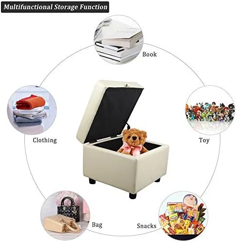 Black Tufted Leather Flip Top Ottoman Y8322