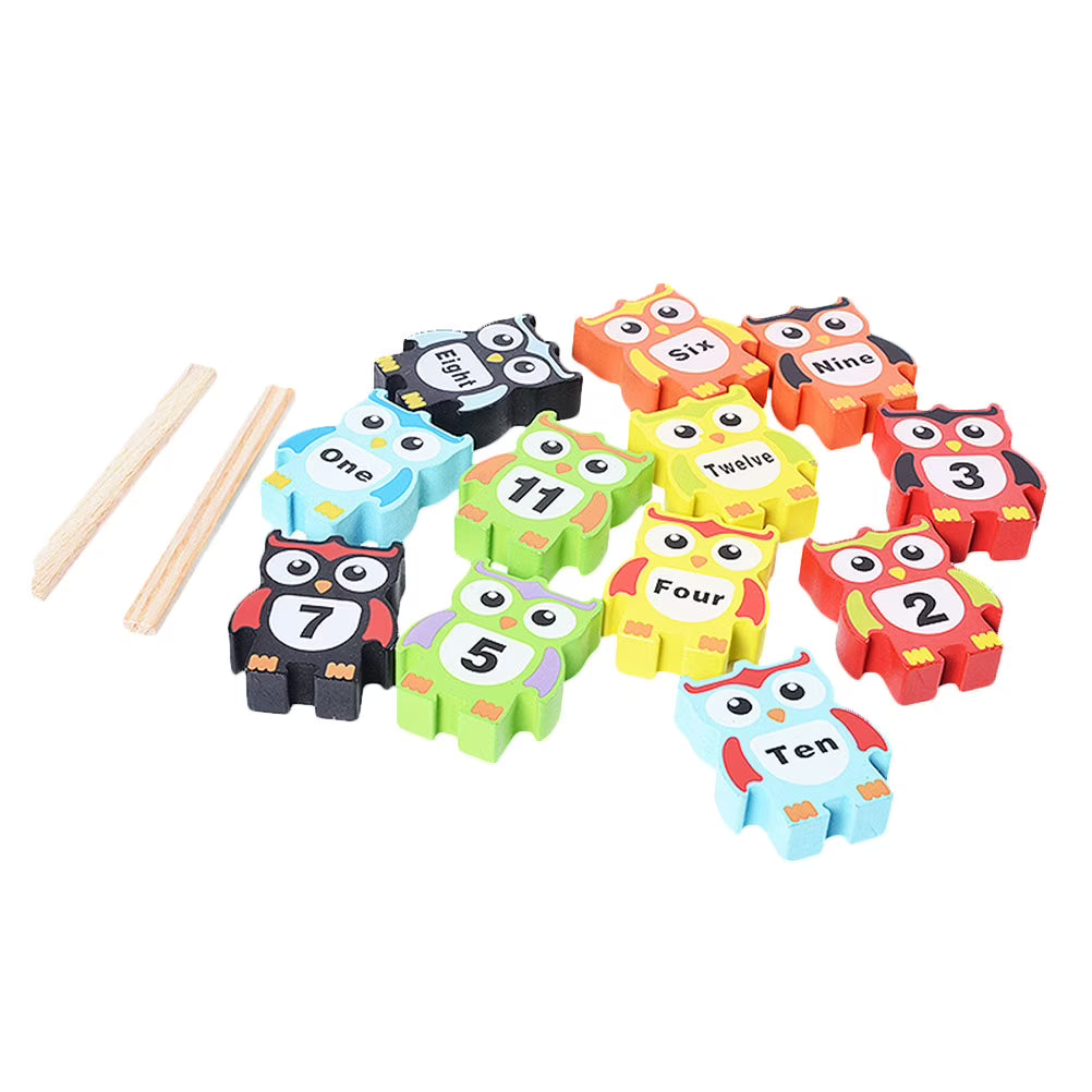 12pcs Wooden Owl Shape Stacking Blocks Toy Set Z53031