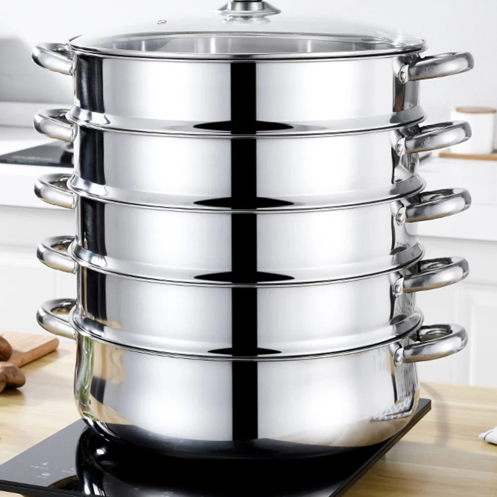 Stainless Steel Steamer Stockpot Soup Pot Silver 28cm E515505