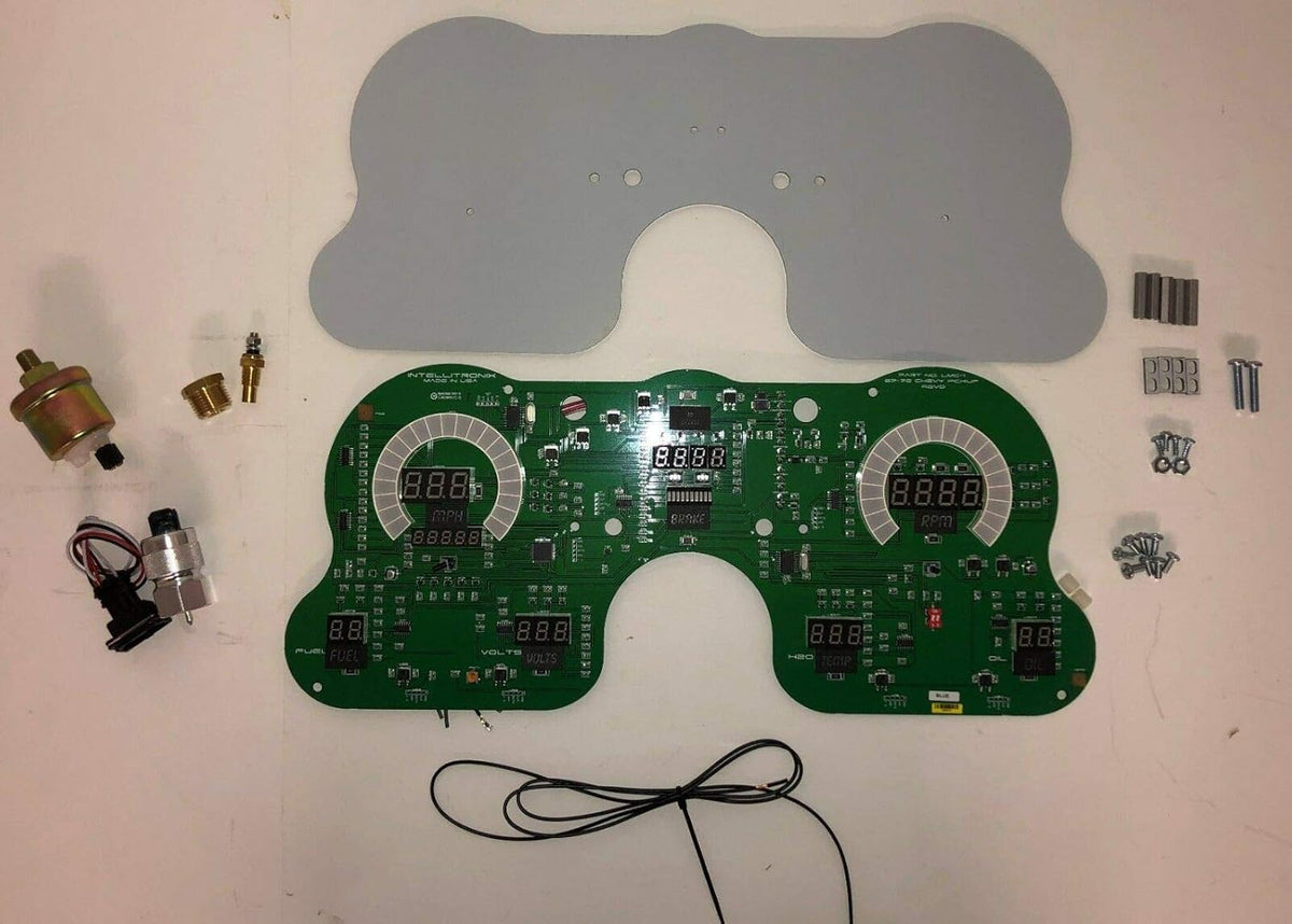 67 - 72 Chevy Truck Dash Panel Replacement Gauge with Bright Green LEDs A470