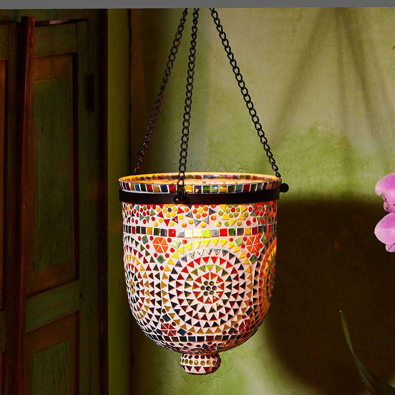 Multi-Color Mosaic Hanging Lantern G3668