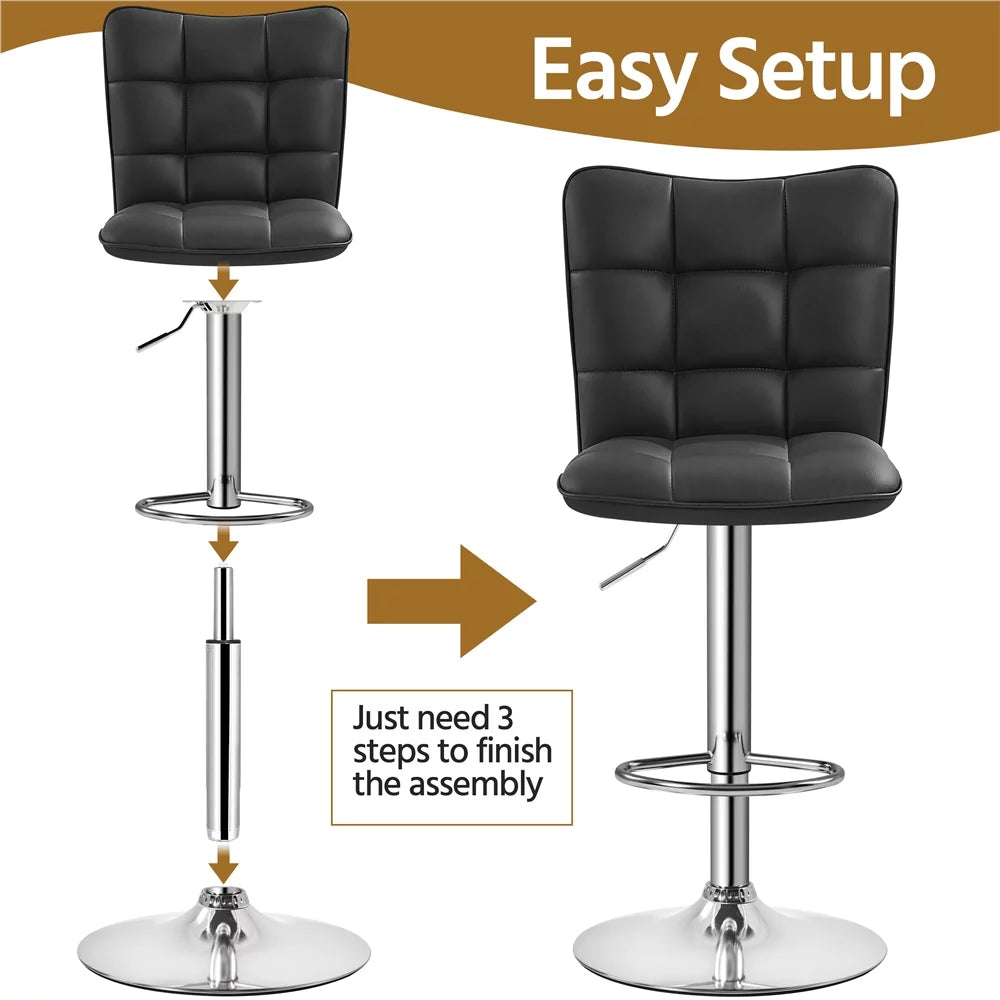 Black Faux Leather Wingback Barstool Set of 2 J17400