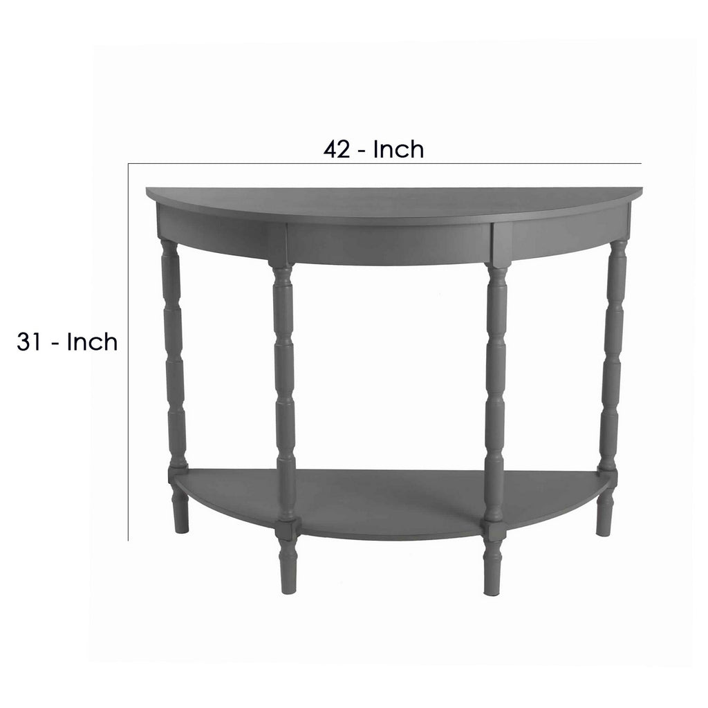 Light Gray Wooden Console Table with Open Shelf and Turned Legs C3695