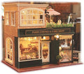Paris Coffee & Cake Shop Wooden Dollhouse Miniatures DIY Kit with Led Light and Dust Cover G205207