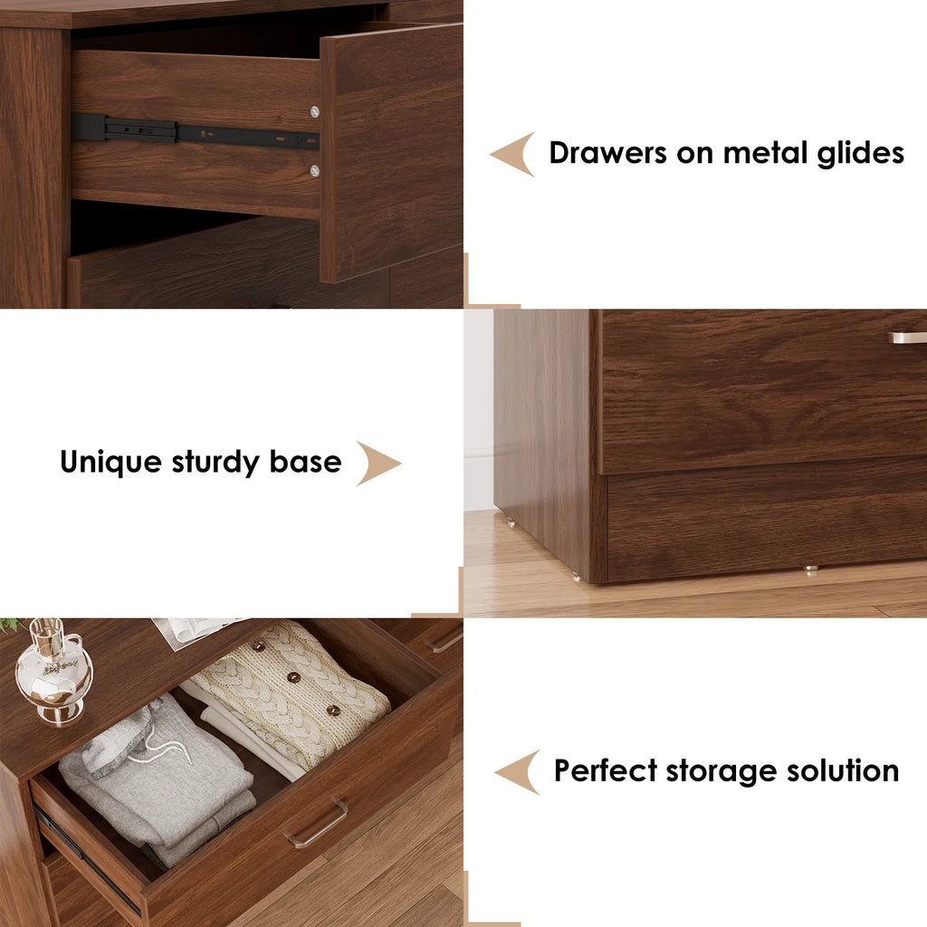 White 6 Drawer Wood Double Dresser P15728