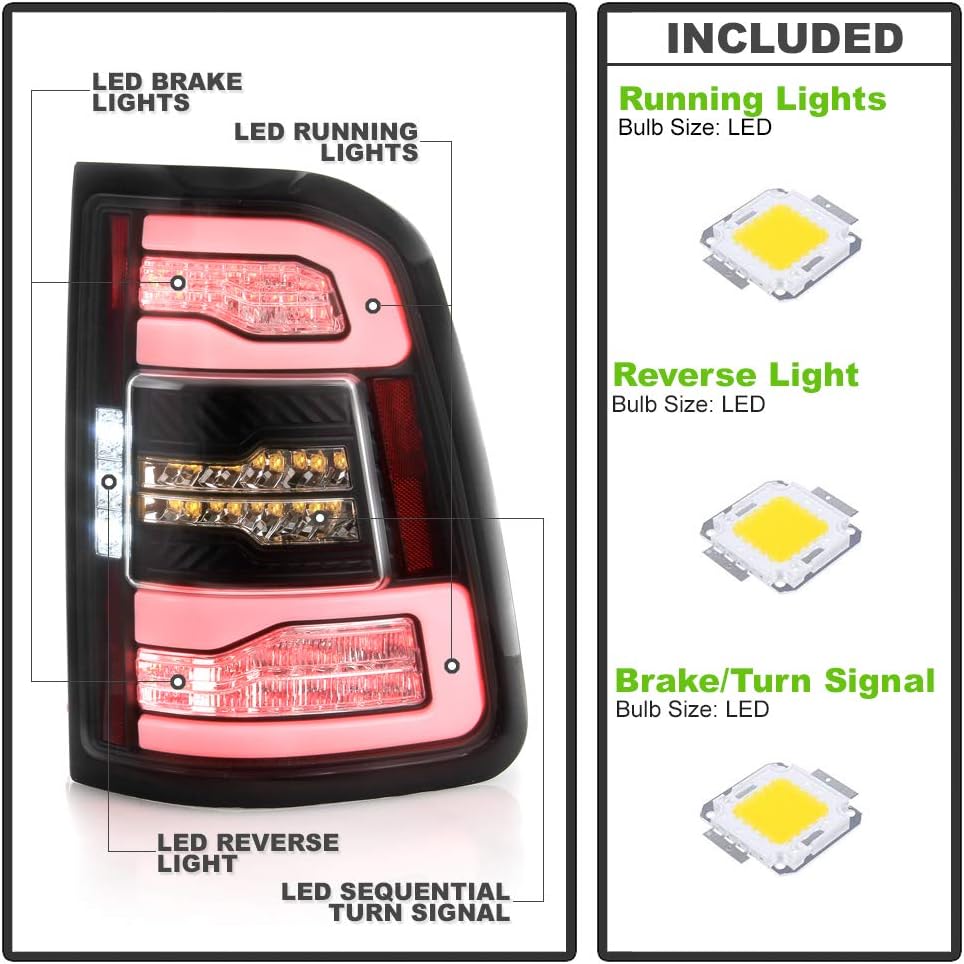 Black Full LED Tail Lights Left+Right C778