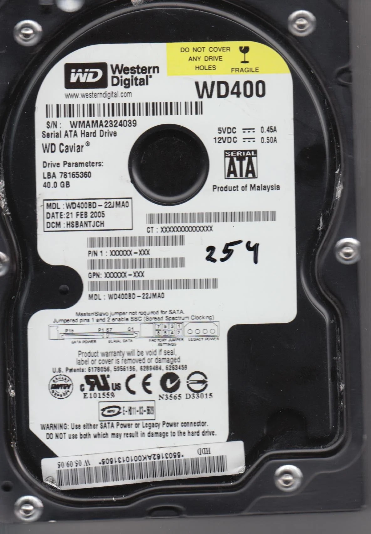 40GB SATA 3.5 Hard Drive M977289
