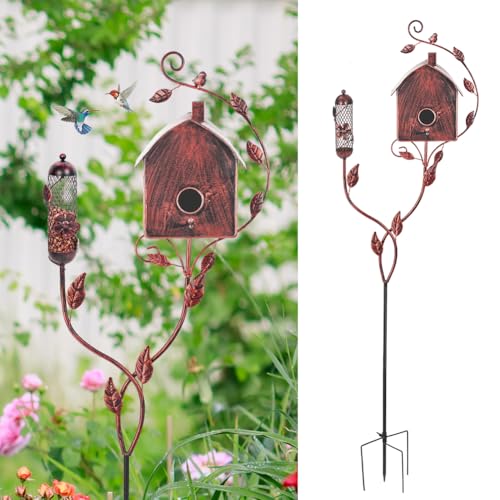 Metal Bird House with Pole Q556