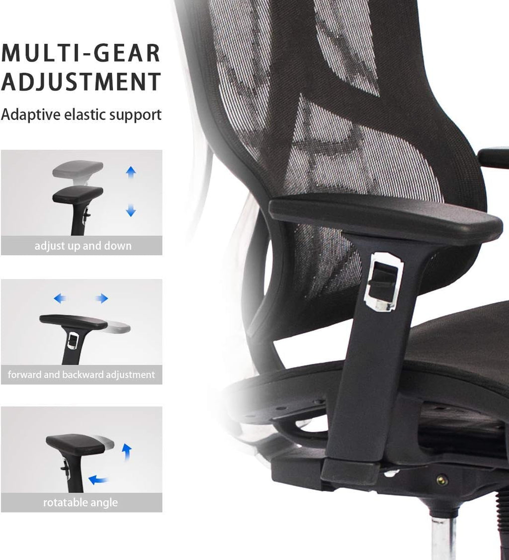 Black Ergonomic Mesh Office Chair with Headrest and 3D Armrest F339806