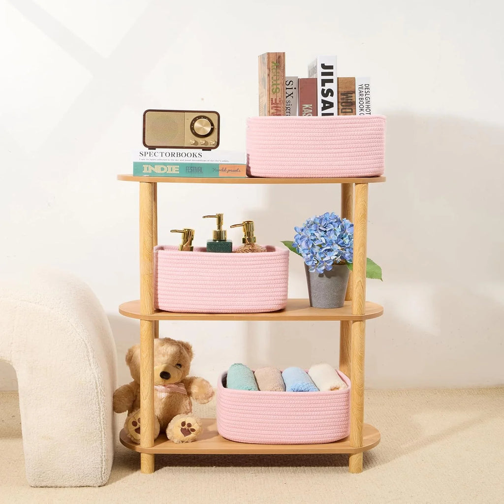 Small Storage Baskets 3 Packs Light Pink Y439