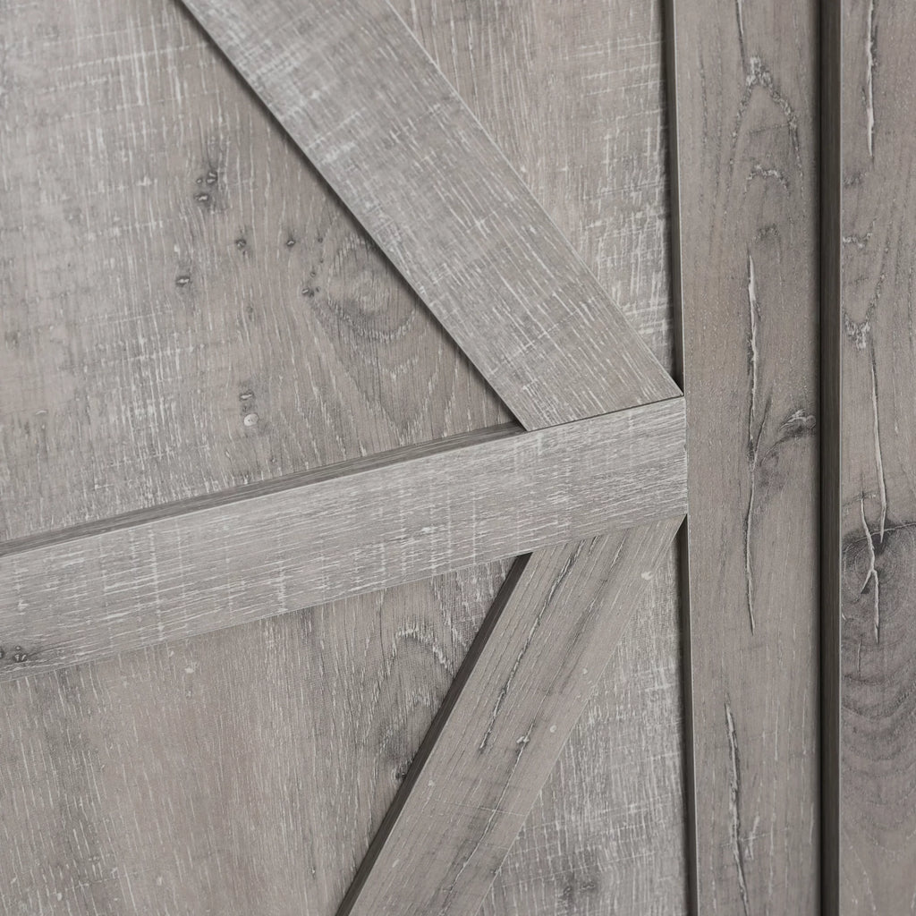 Grey Oak Accent Cabinet with Barn Door and Adjustable Shelf Q70813