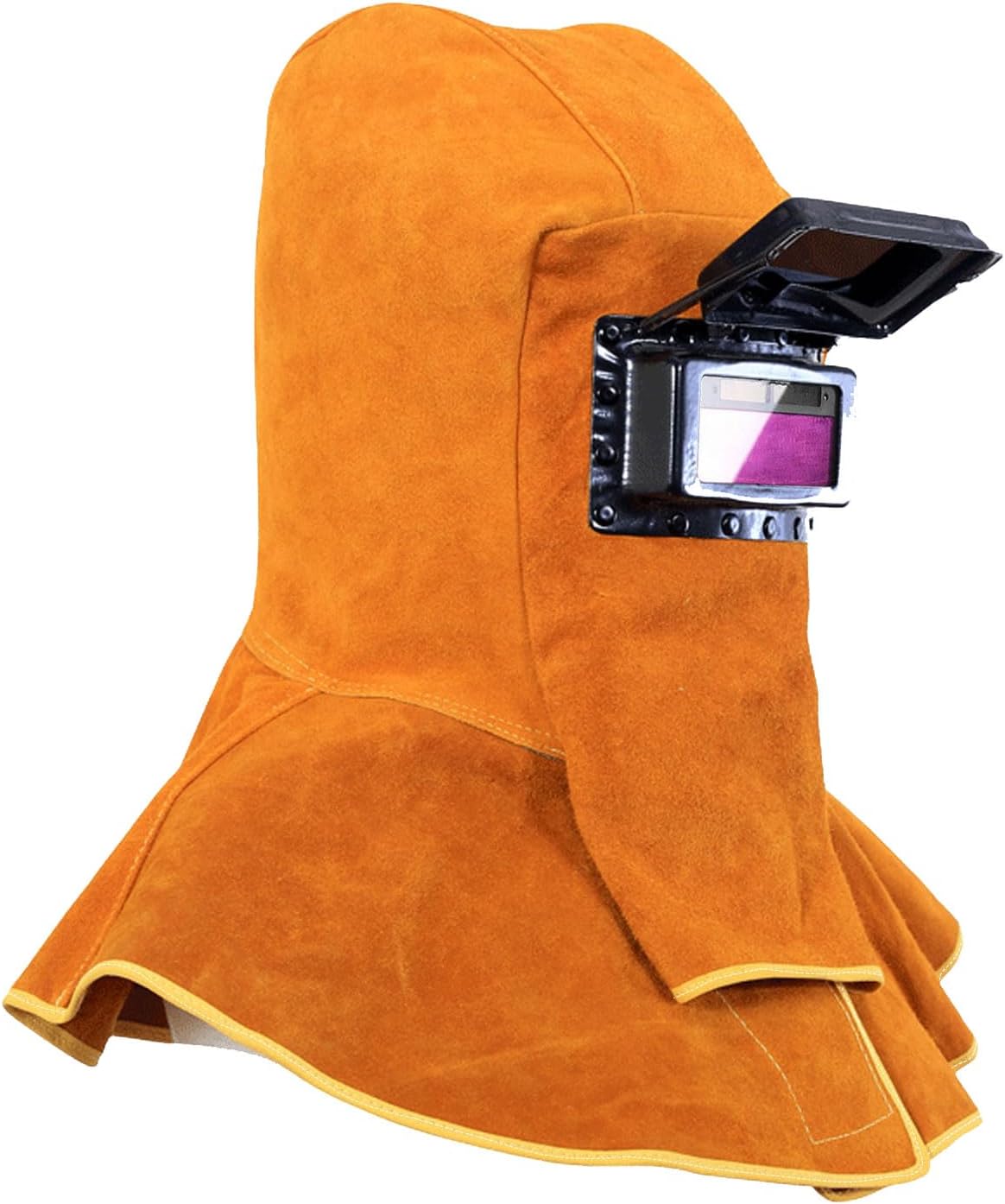 Yellow Leather Welding Helmet with Solar Auto Darkening Filter D61564
