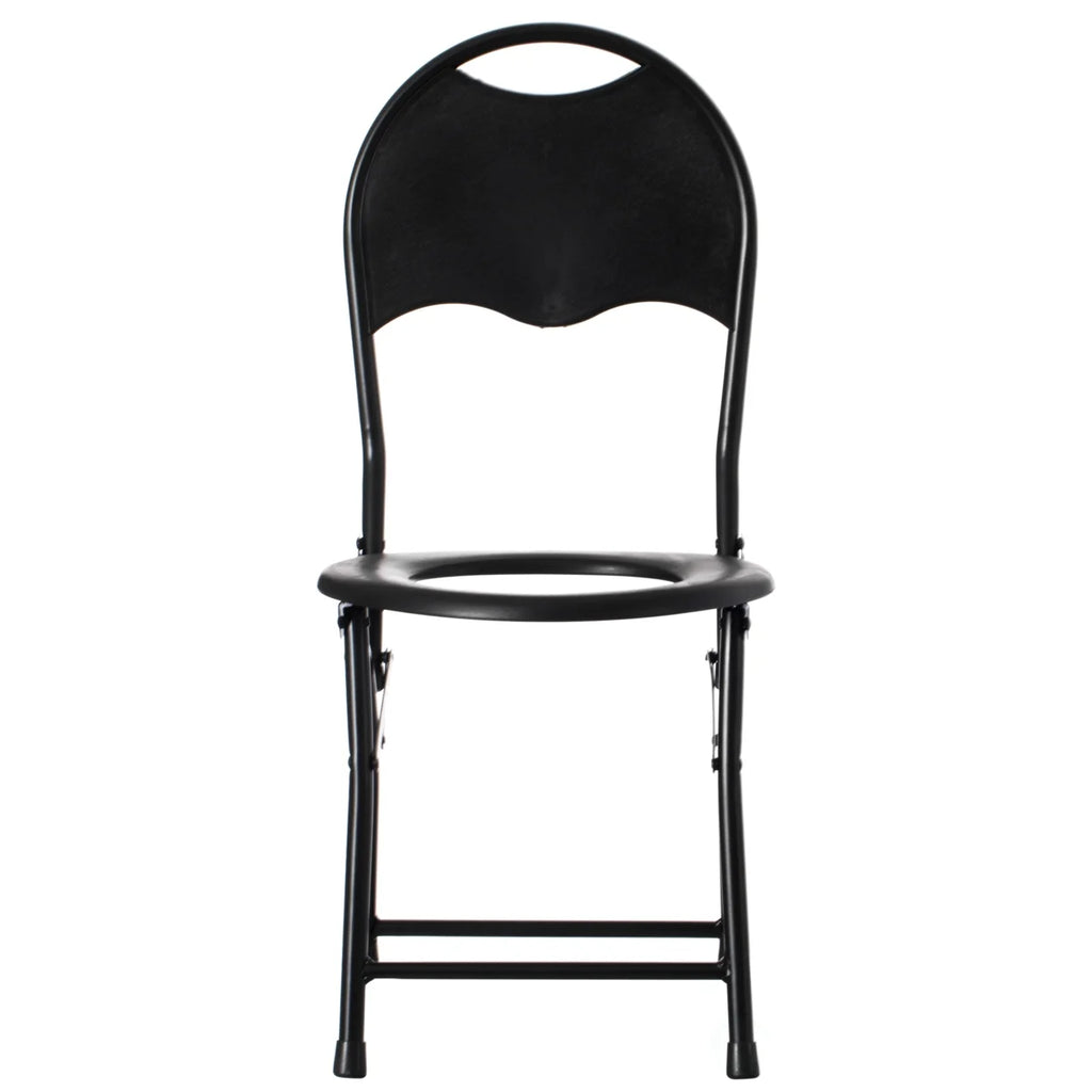 Black Folding Portable Toilet Seat with Backrest O77617