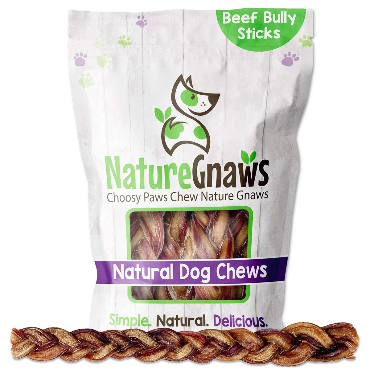 Braided Bully Sticks for Dogs Natural Beef Bones V276