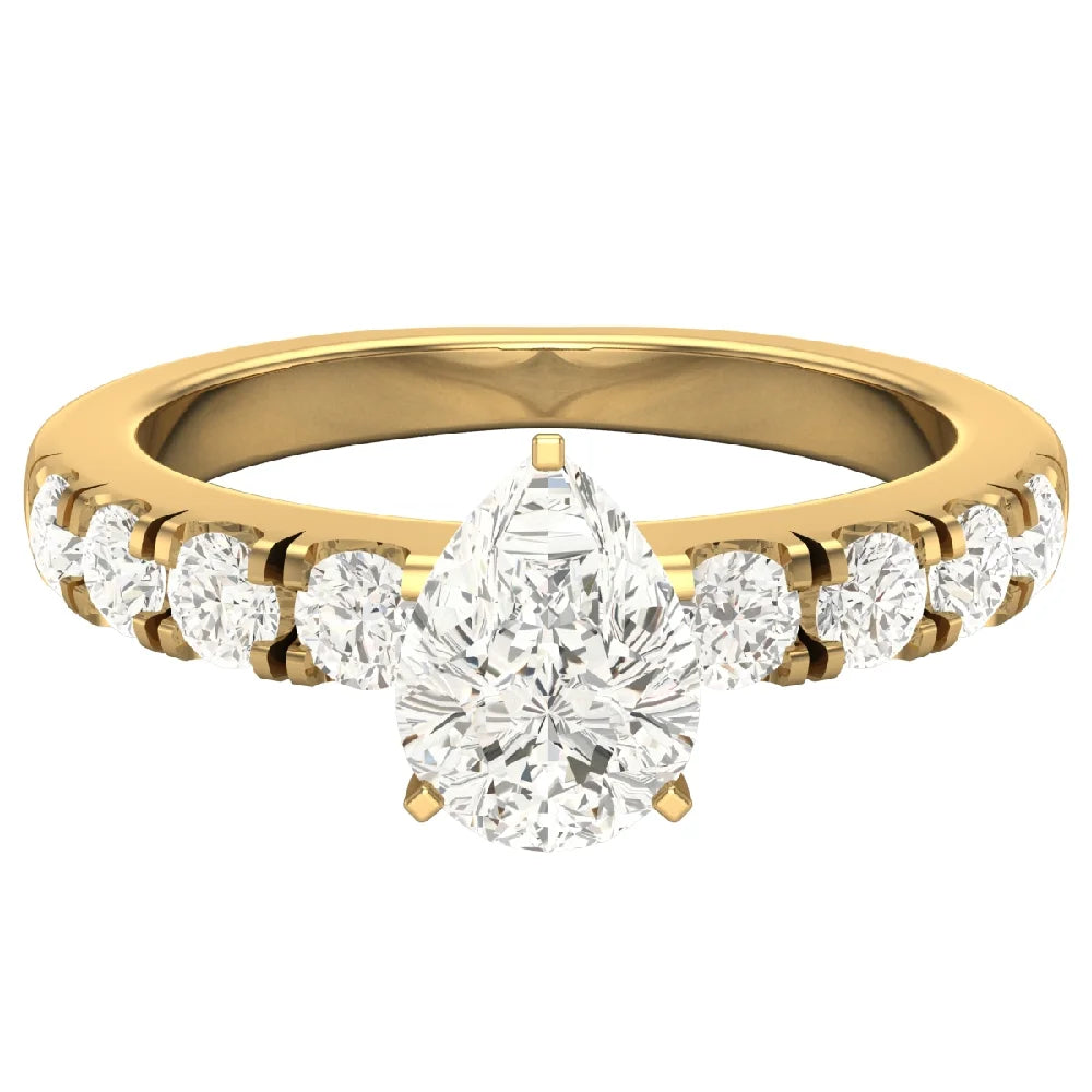 Pear Cut Solitaire Diamond Ring 14K Gold 1.20 Carat H437172