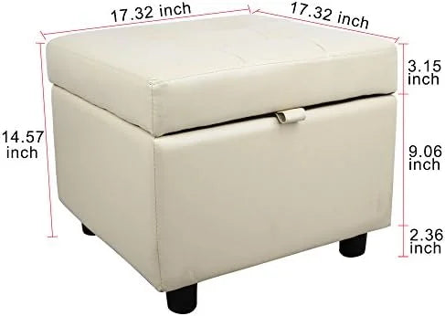 Black Tufted Leather Flip Top Ottoman Y8322