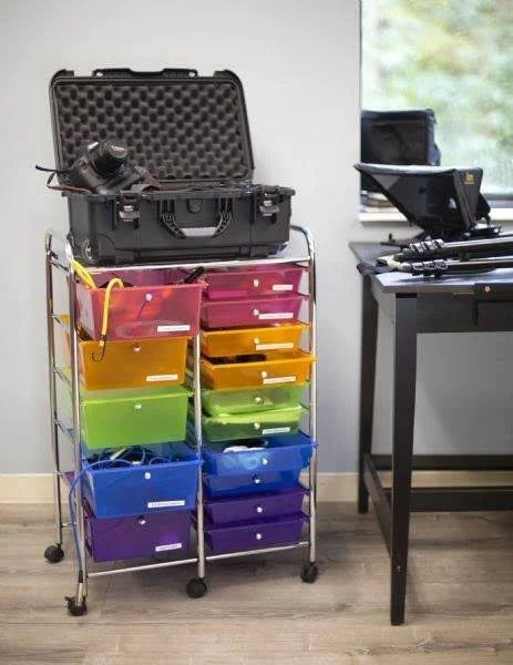 Blue Hills Studio Double Storage Cart with 15 Drawers Multi C853