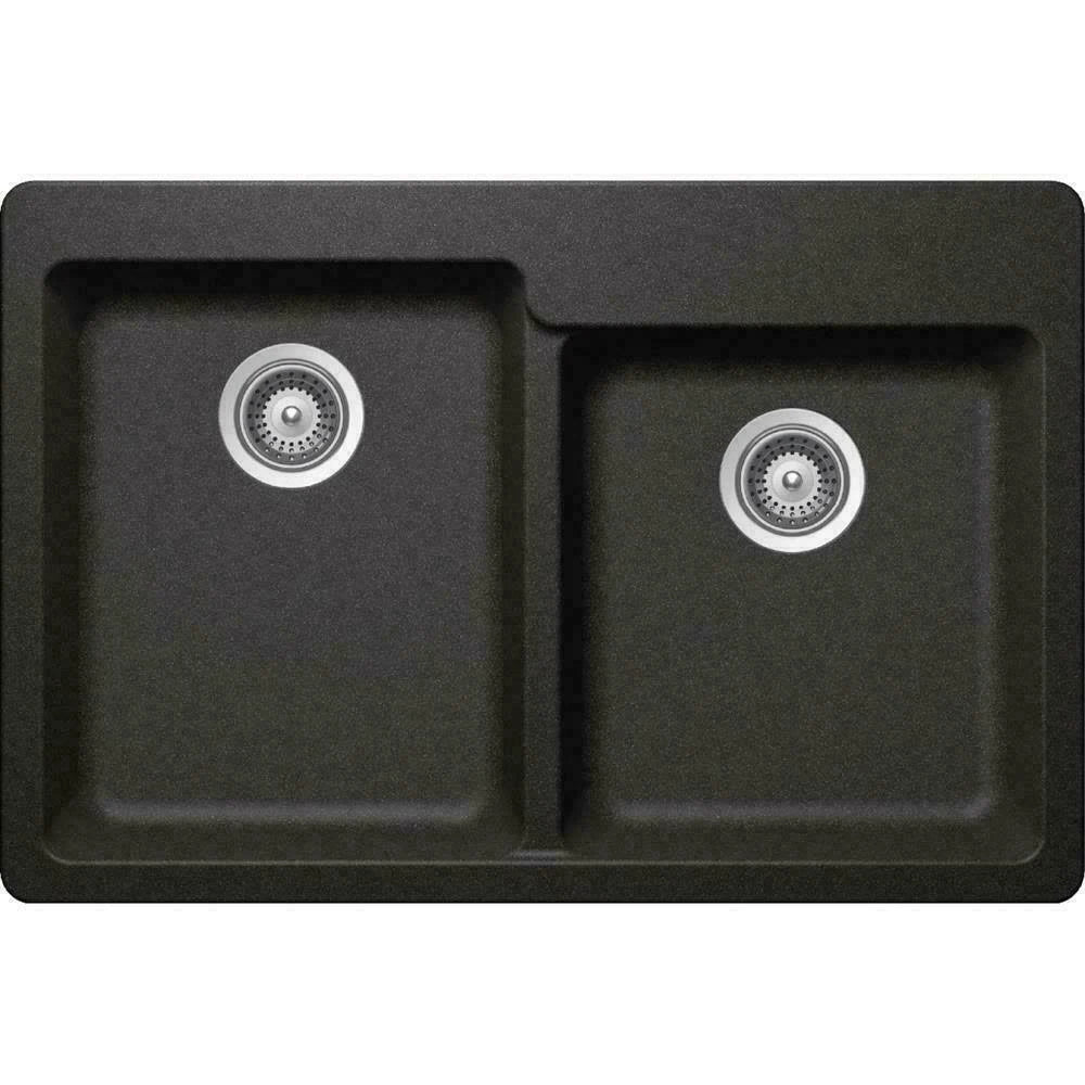 Dual Mount Quartz Composite Double Kitchen Sink G1564