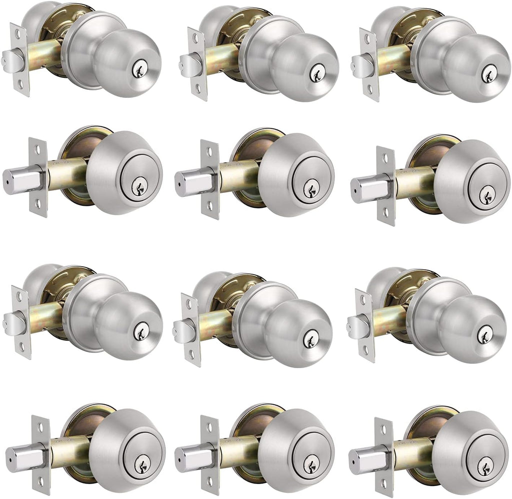 Front Door Handleset with Single Cylinder Deadbolt in Satin Nickel Finish T908784