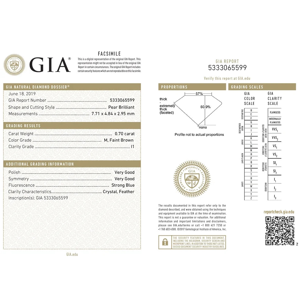 Pear Cut Solitaire Diamond Ring 14K Gold 1.20 Carat H437172