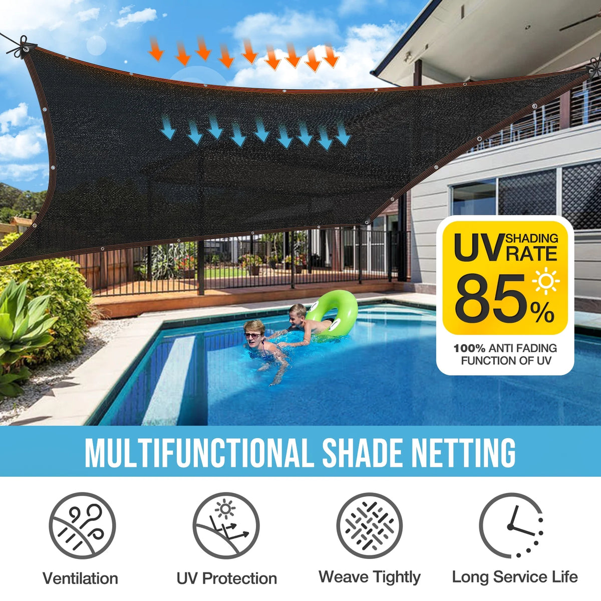 80% Shade Cloth 10x20FT Black Mesh P728
