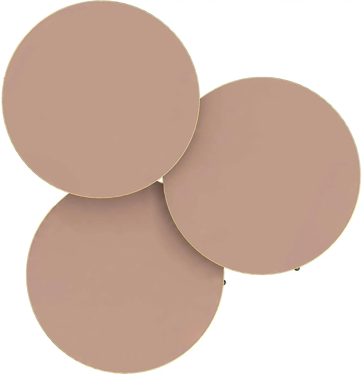 Set of 3 High Gloss Cappuccino Round Nesting Tables with Gold Legs T439