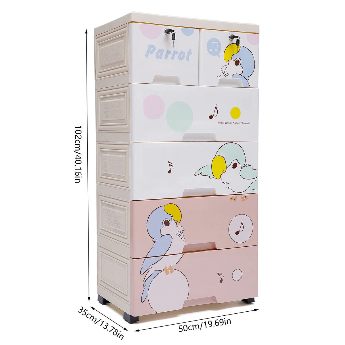 Plastic 6 Drawer Rolling Dresser Storage Cabinet C473
