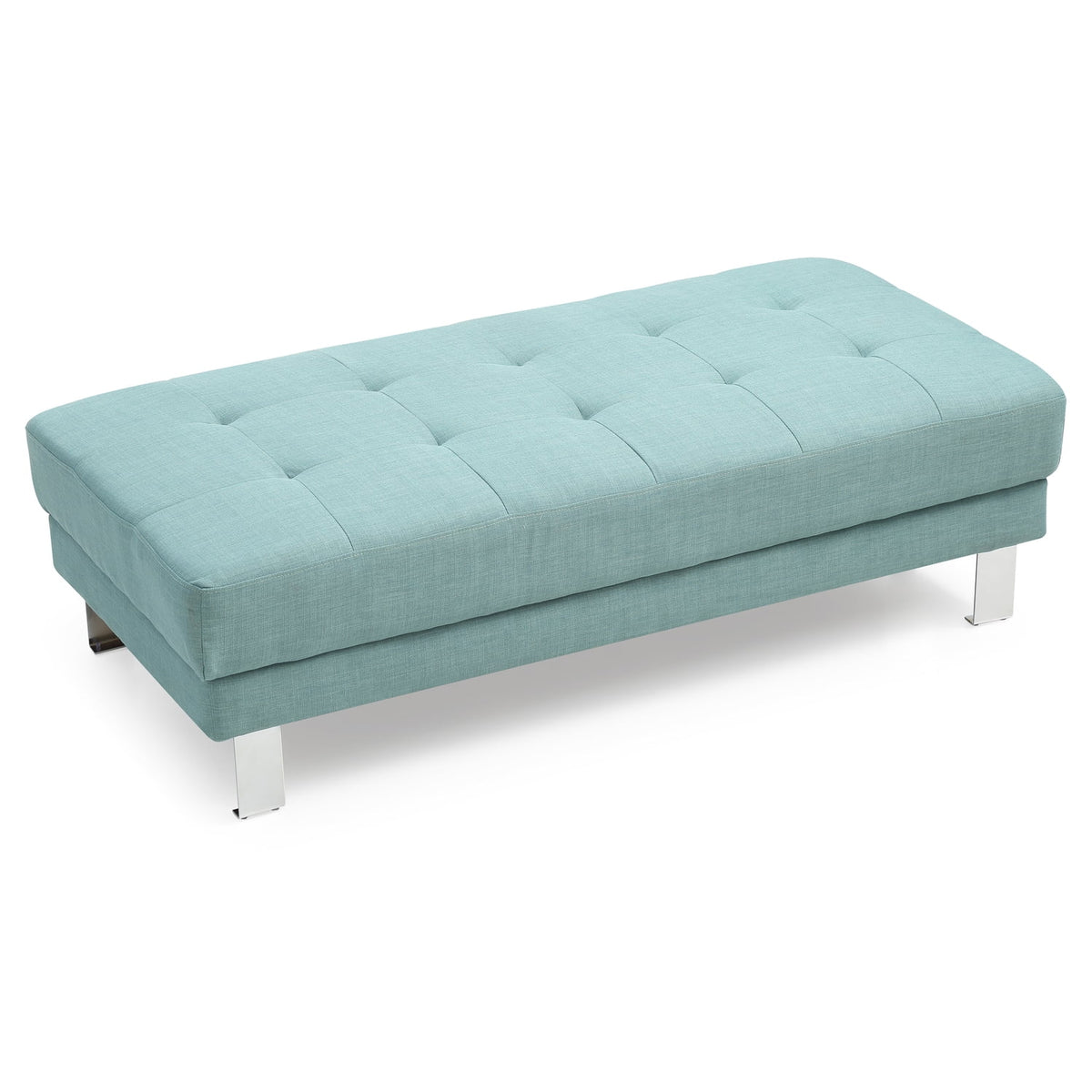 Teal Twill Fabric Ottoman U992635