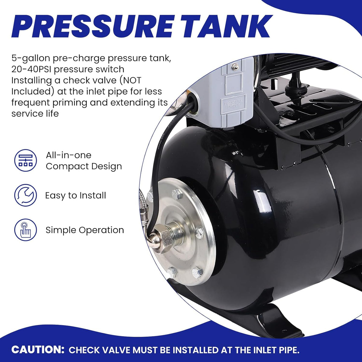 1.6HP Stainless Steel Shallow Well Pump with Pressure Tank M312986