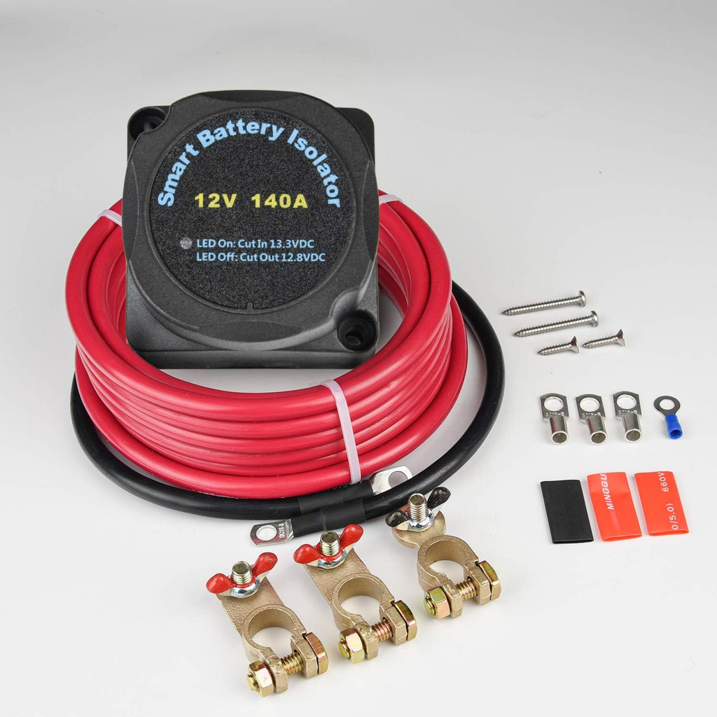 Dual Battery Isolator Kit 12V 140Amp Voltage Sensitive Relay Y69442