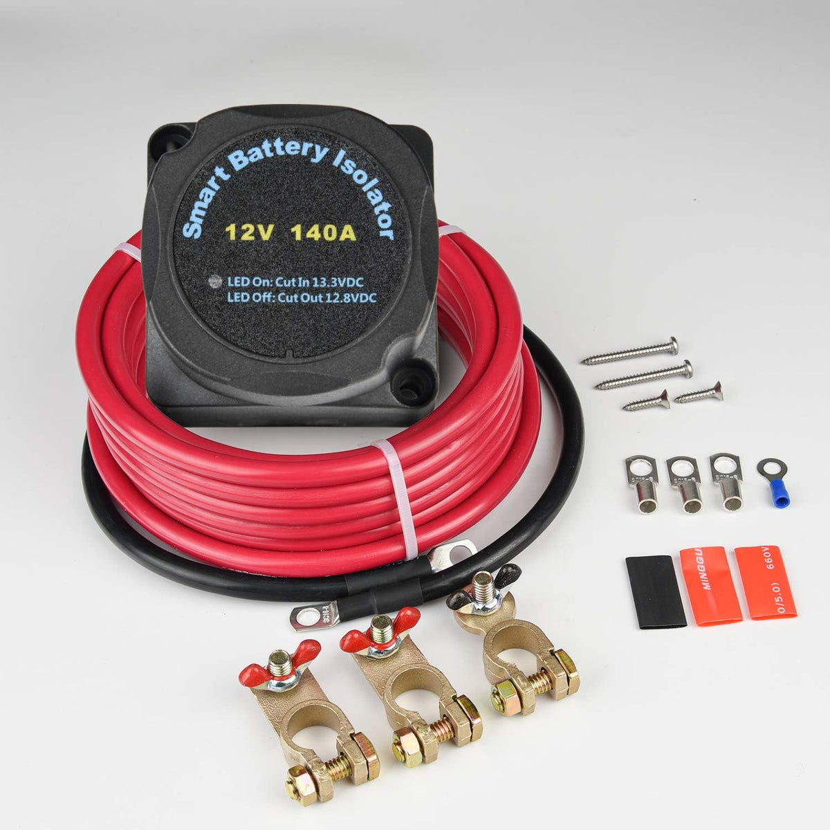 Dual Battery Isolator Kit 12V 140Amp Voltage Sensitive Relay Y69442
