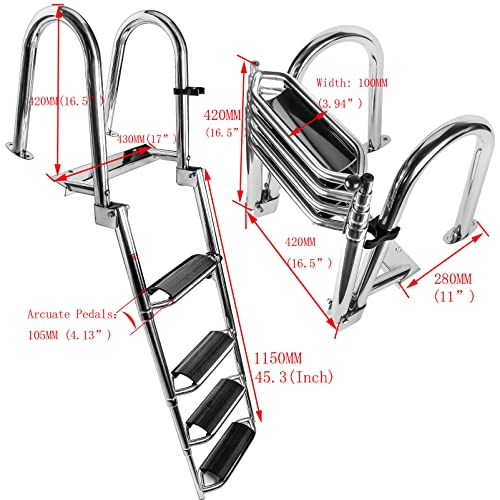 Telescoping Boat Ladder with Hand Railings and Extra Wide Steps D15318
