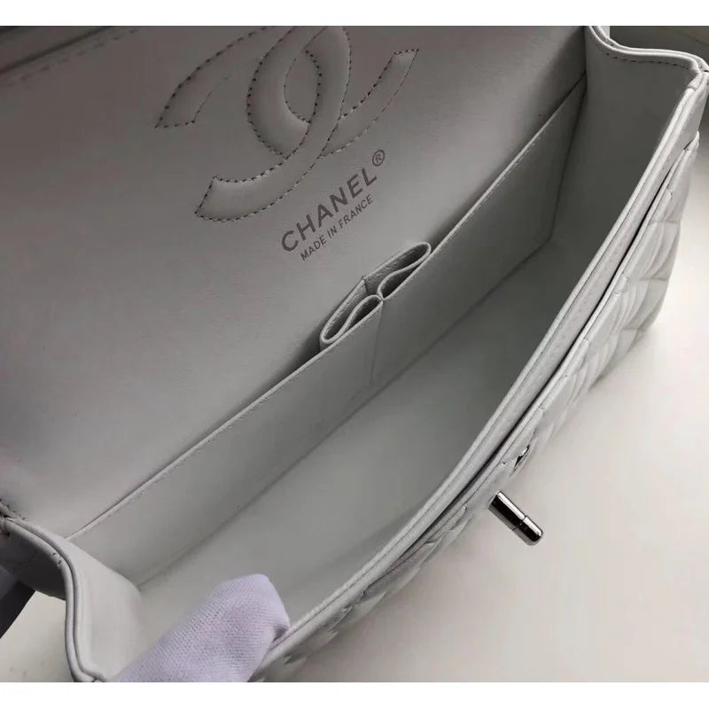 White Lambskin Leather Flap Bag P208