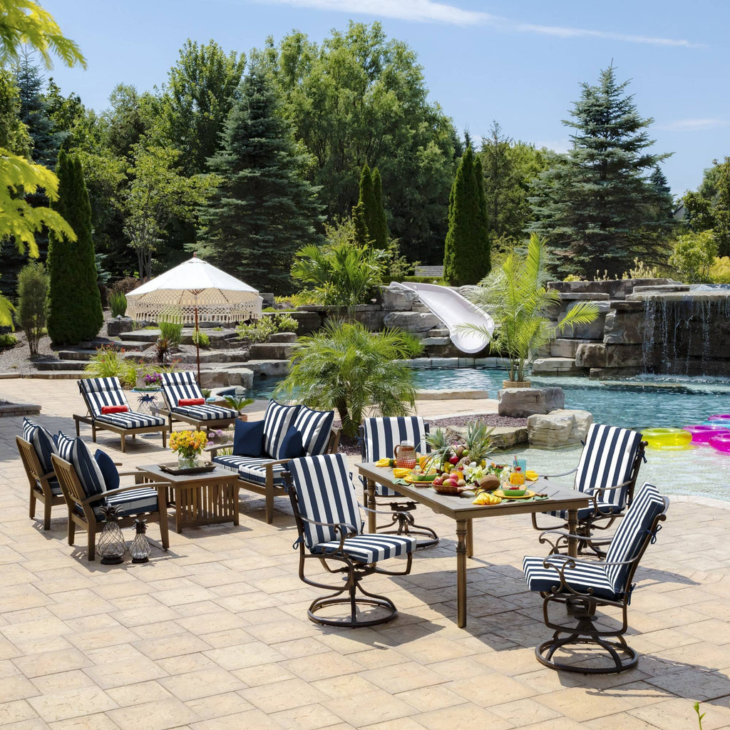 Cabana Stripe Sapphire Outdoor Deep Seat Set C870367