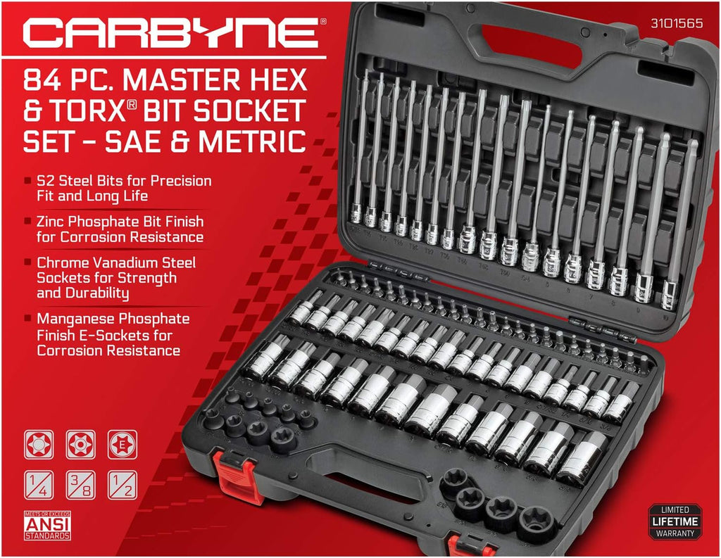 84 Piece S2 Steel Hex & Torx Bit Socket Set U596
