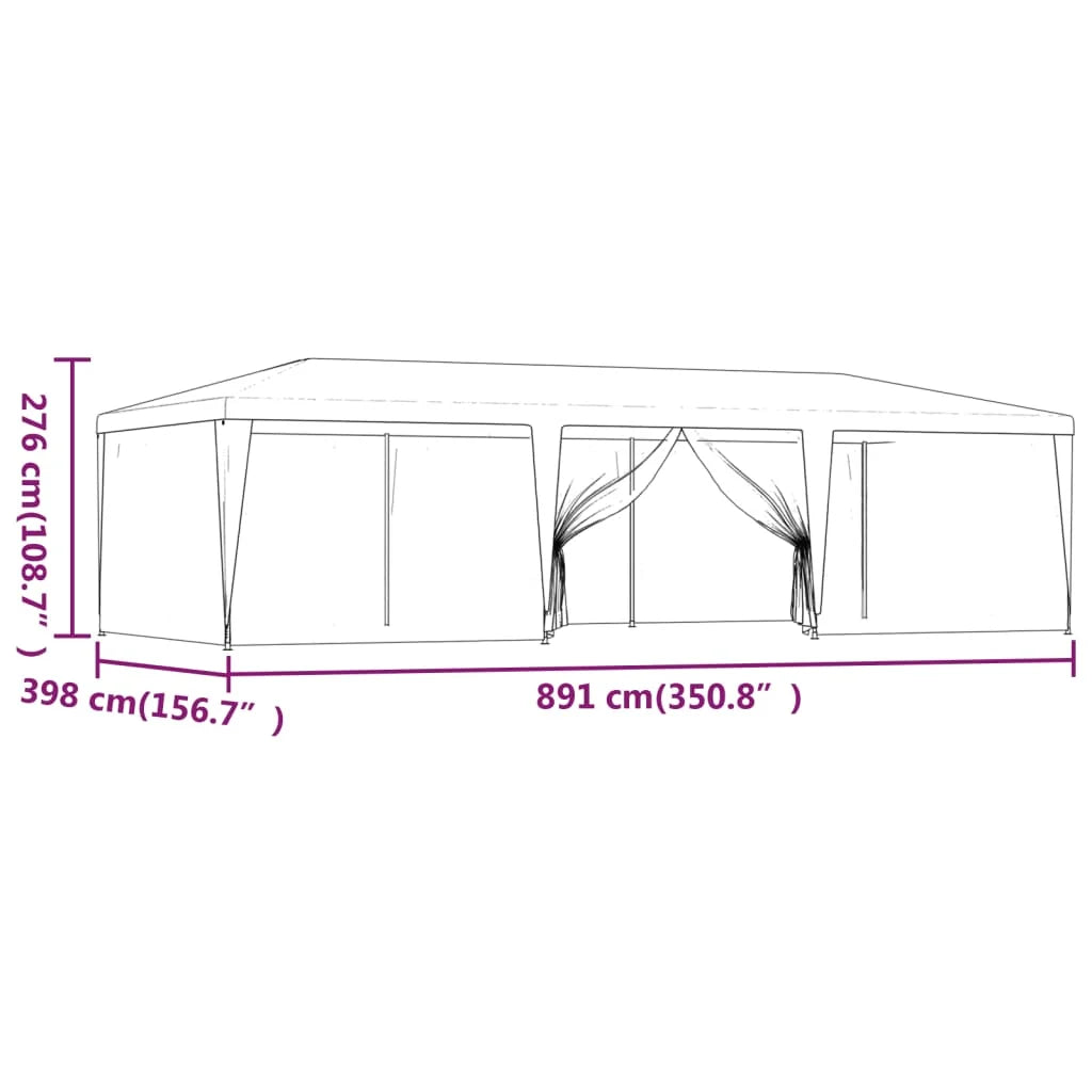 Party Tent with 8 Mesh Sidewalls Anthracite 29.5'x13.1' HDPE B82250