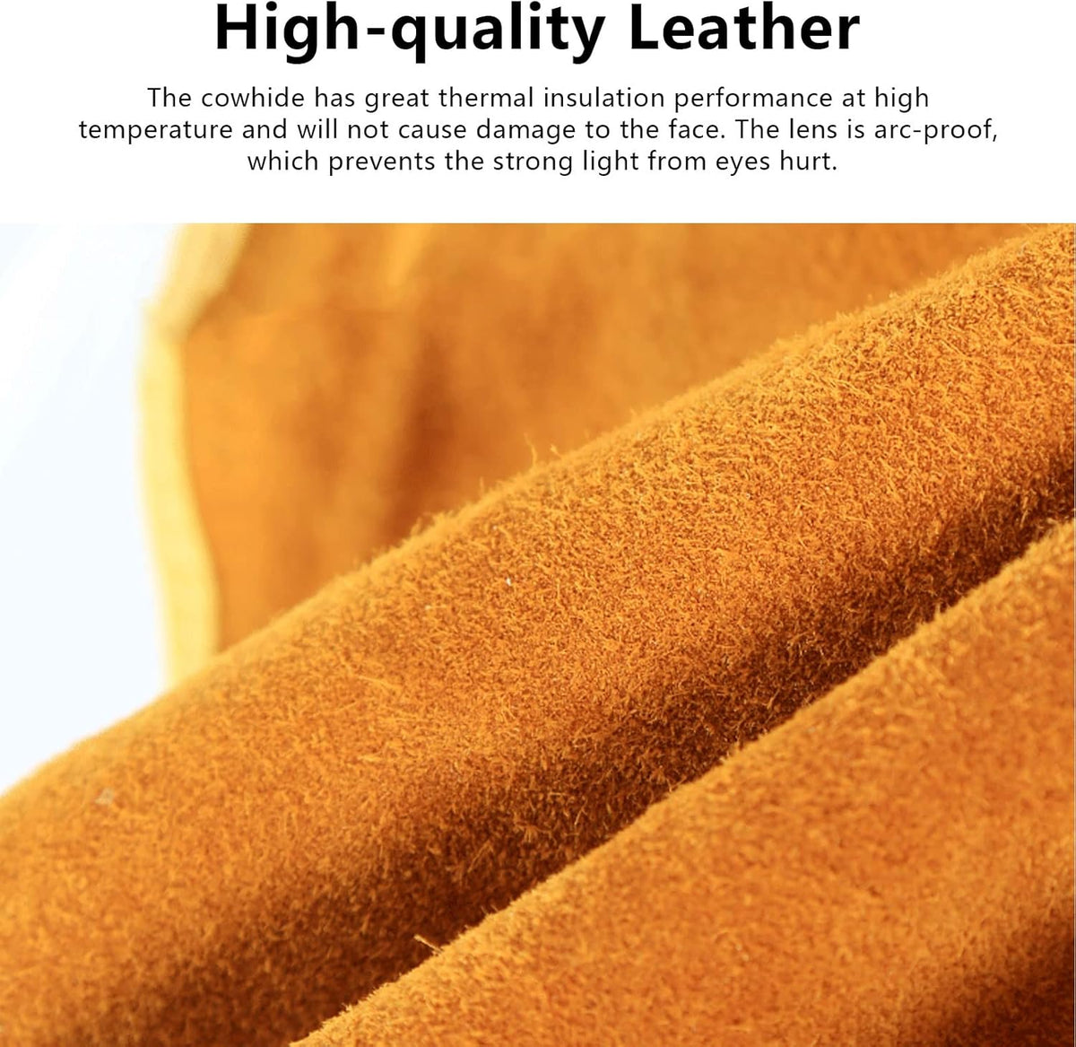 Yellow Leather Welding Helmet with Solar Auto Darkening Filter D61564