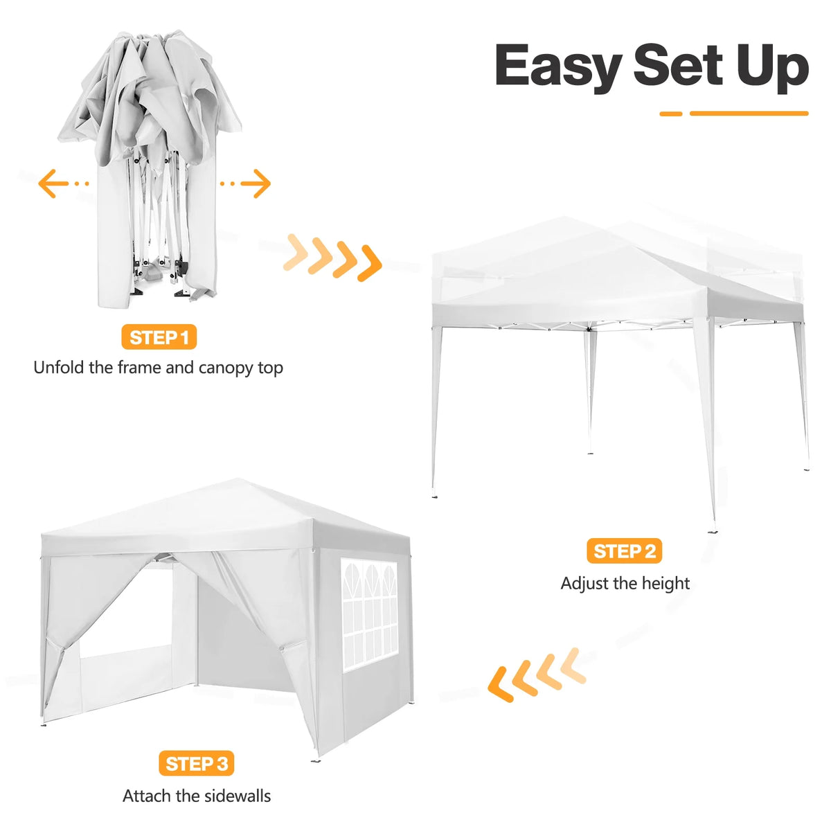 10'x 10' Pop up Canopy with 4 Removable Sidewalls & Carrying Bag, White M98121