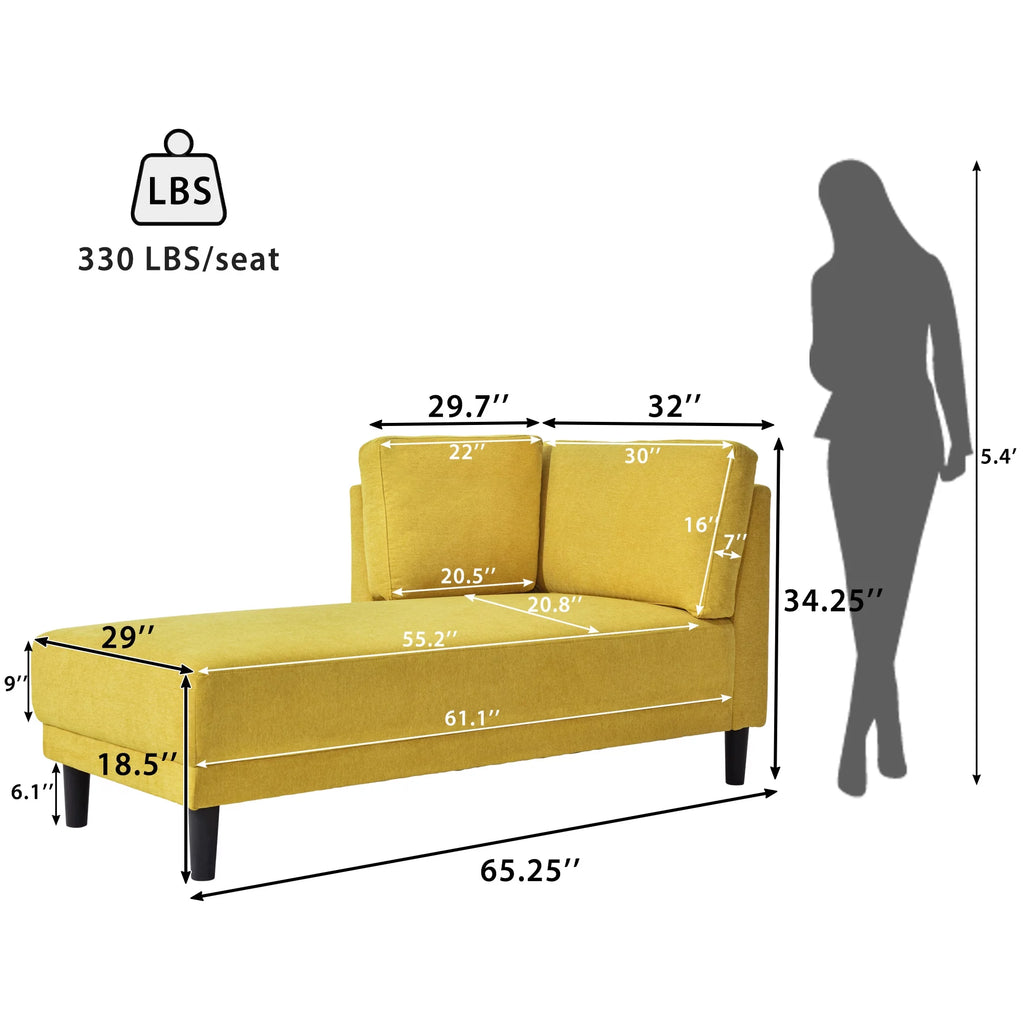 Yellow Chaise Lounge Chairs with Arms I1892