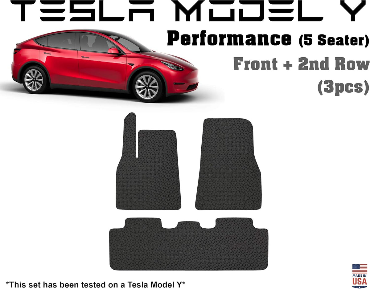 Black Rubber Heavy Duty Floor Mat for Tesla Model Y 5 Seater H32544