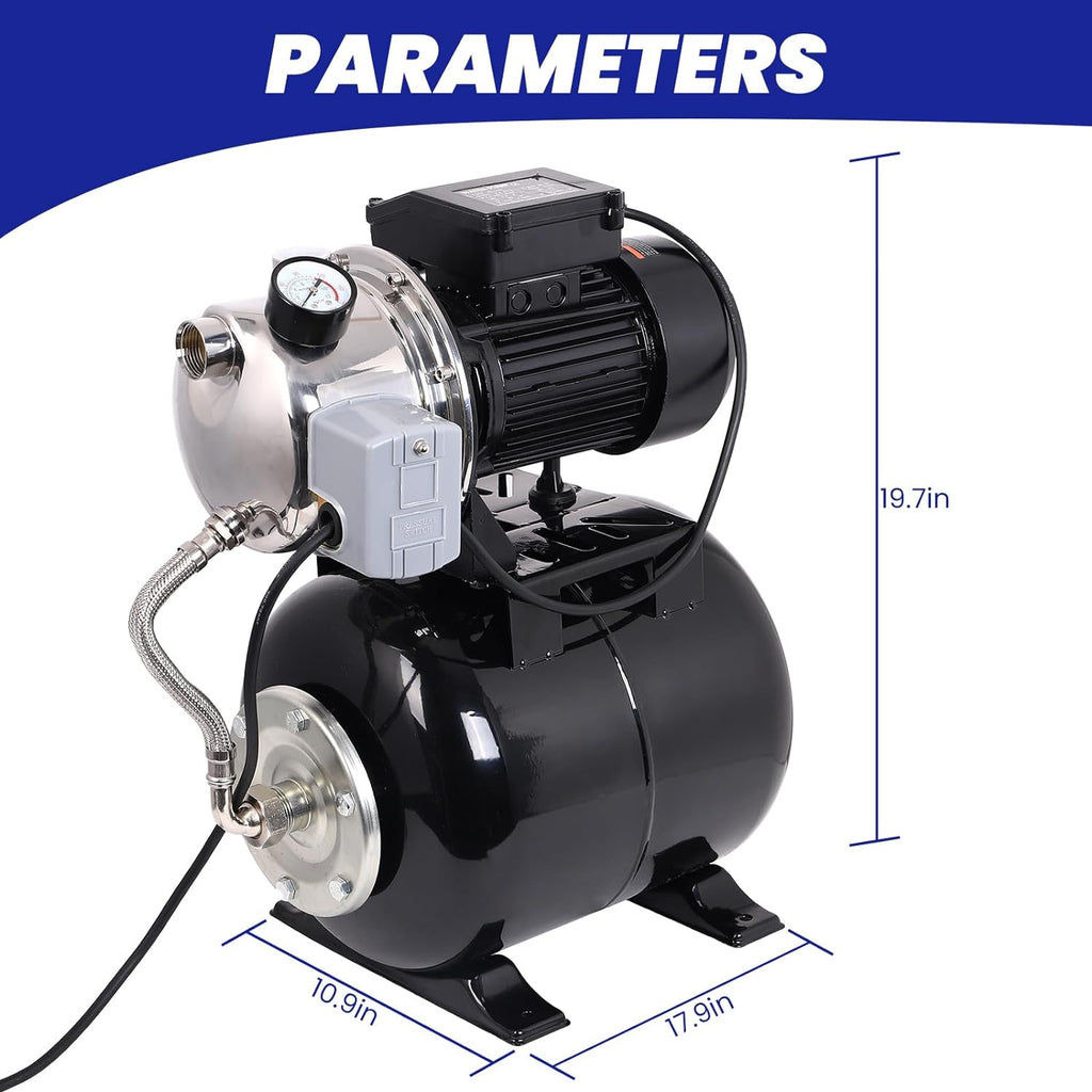 1.6HP Stainless Steel Shallow Well Pump with Pressure Tank M312986