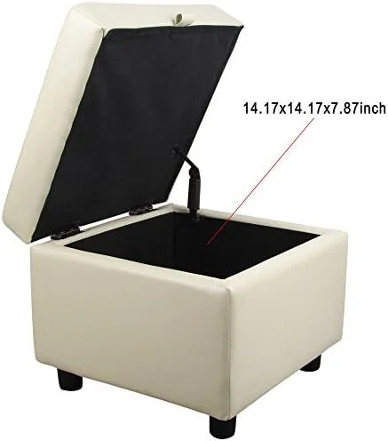 Black Tufted Leather Flip Top Ottoman Y8322